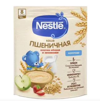 фото упаковки Nestle Каша молочная пшеничная земляника яблоко